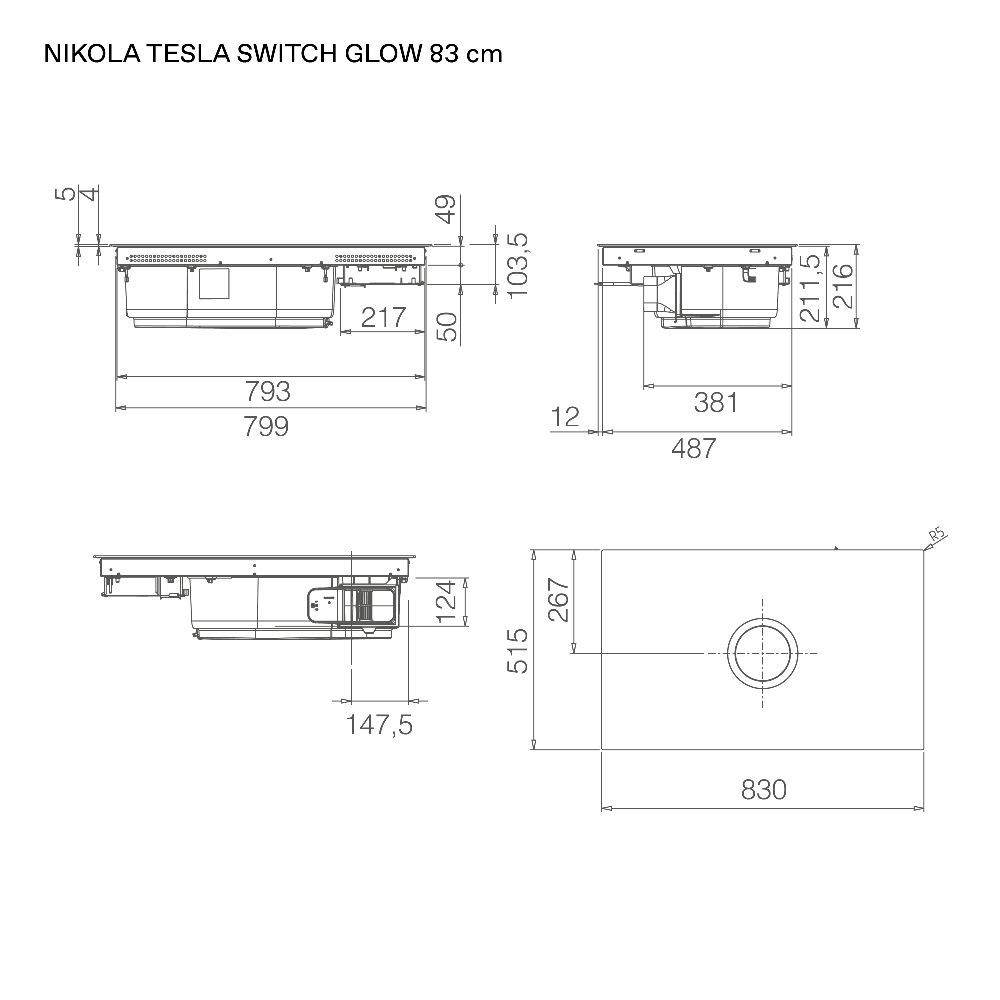 Варочная панель индукционная Elica NIKOLATESLA SWITCH GLOW EVO BL/A/83 (PRF0196335), черный в TehnoAdept