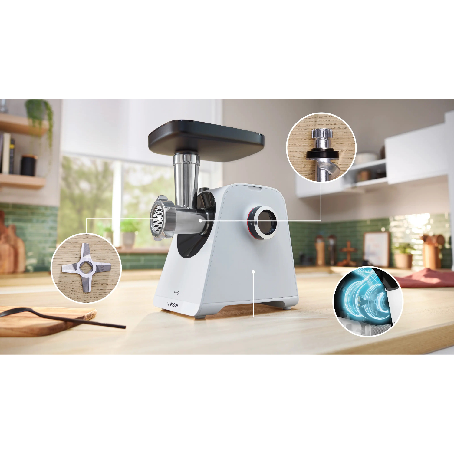 Мясорубка электрическая Bosch MFWS420W, белый в TehnoAdept