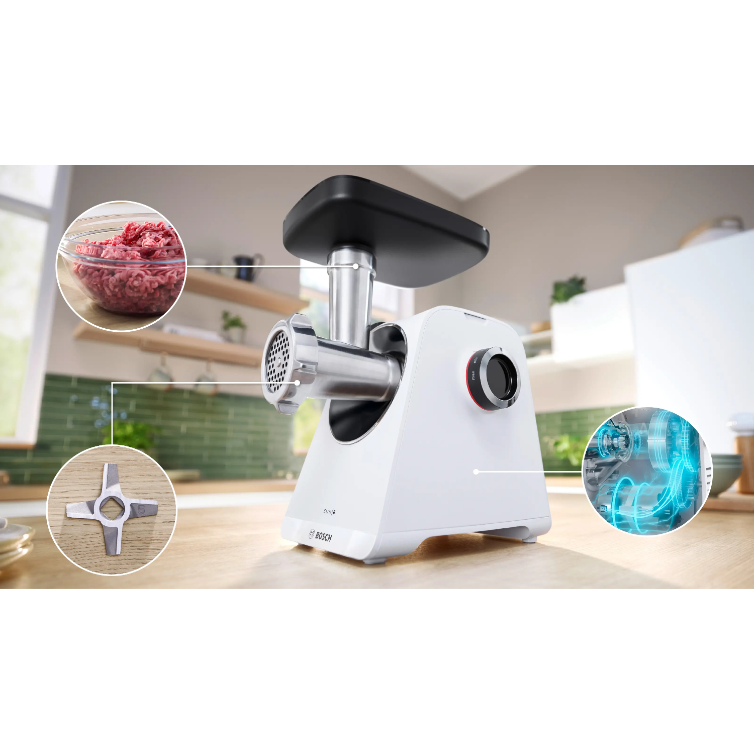 Мясорубка электрическая Bosch MFWS607W, белый в TehnoAdept