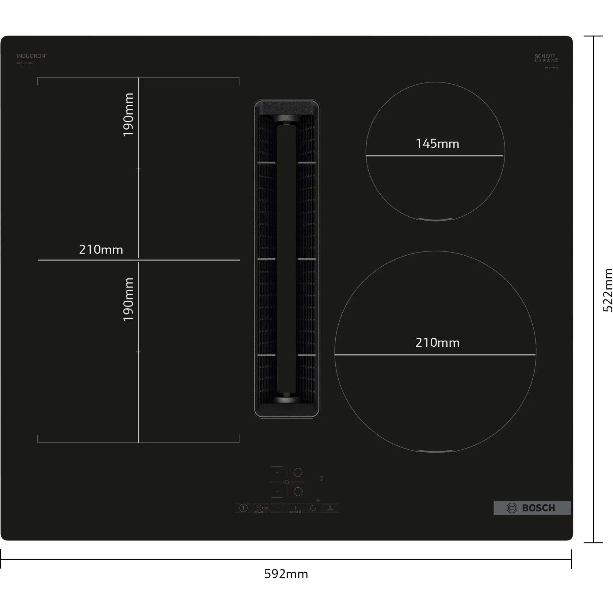 Варочная панель индукционная Bosch PVS611B16E, черный в TehnoAdept