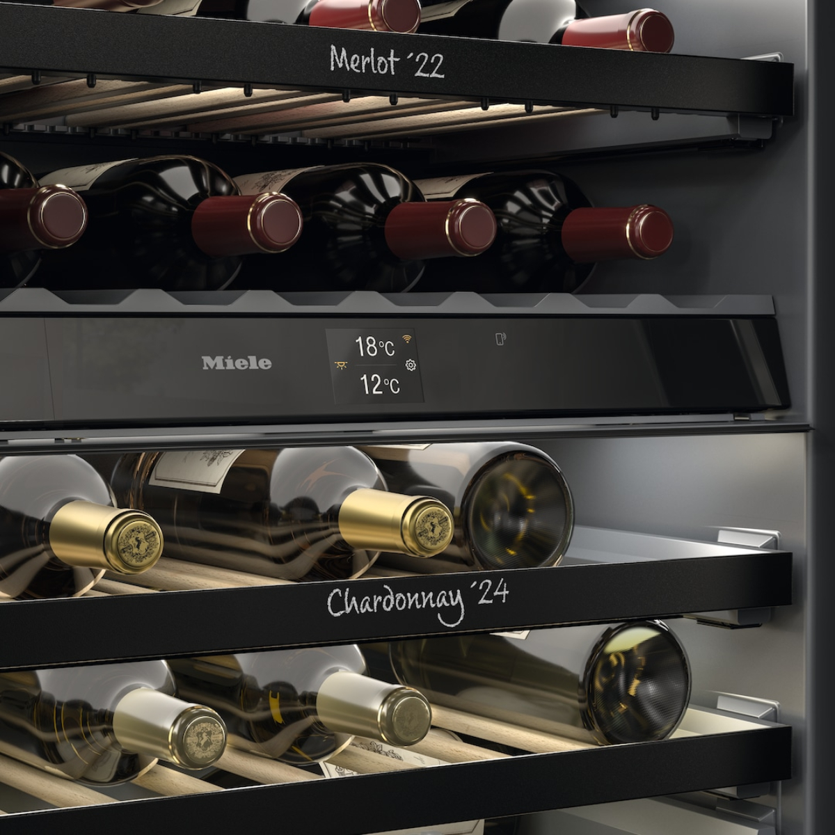 Винный шкаф встраиваемый Miele KWTUS 7096 E OBSW Obsidian Black/Glass, черный обсидиан/стекло в TehnoAdept