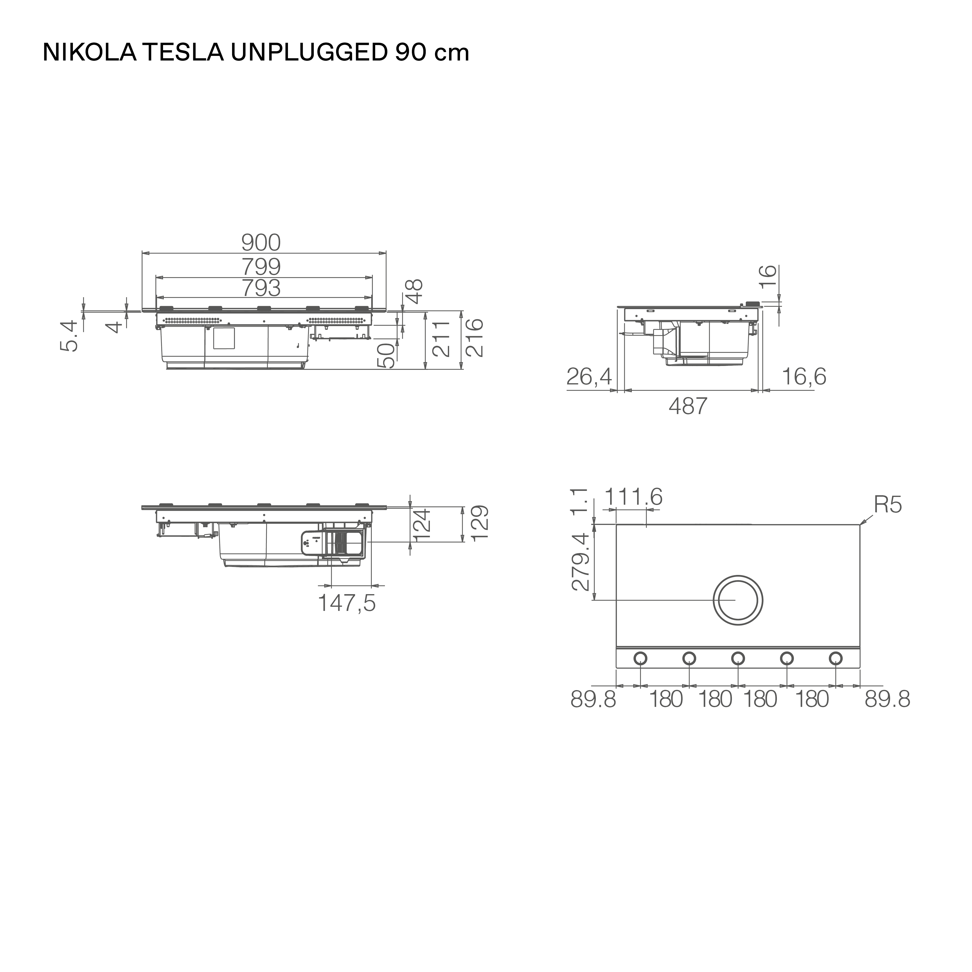 Варочная панель индукционная Elica NIKOLATESLA UNPLUGGED RAW BR/A/90 (PRF0200580), черный матовый в TehnoAdept