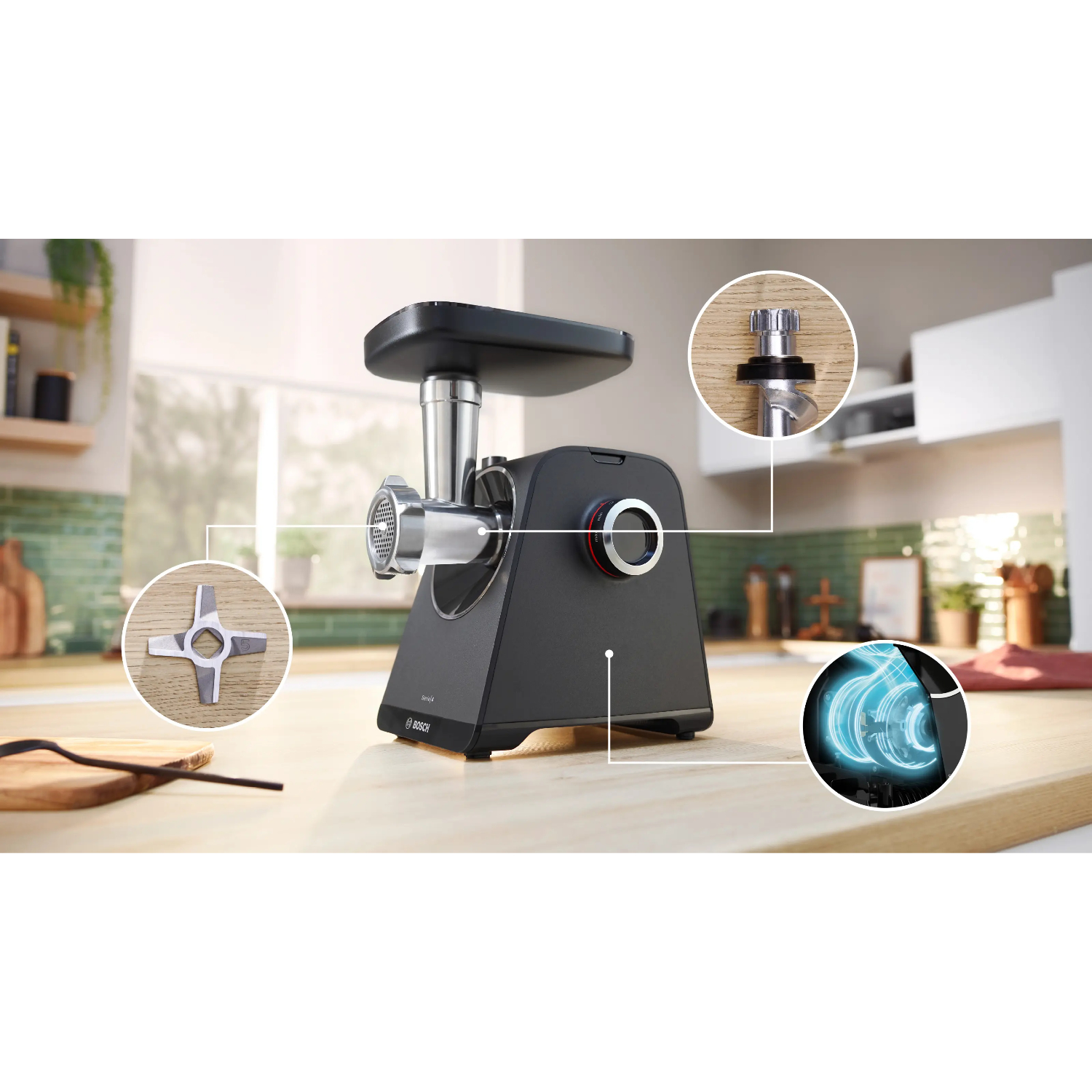 Мясорубка электрическая Bosch MFWS440B, черный в TehnoAdept